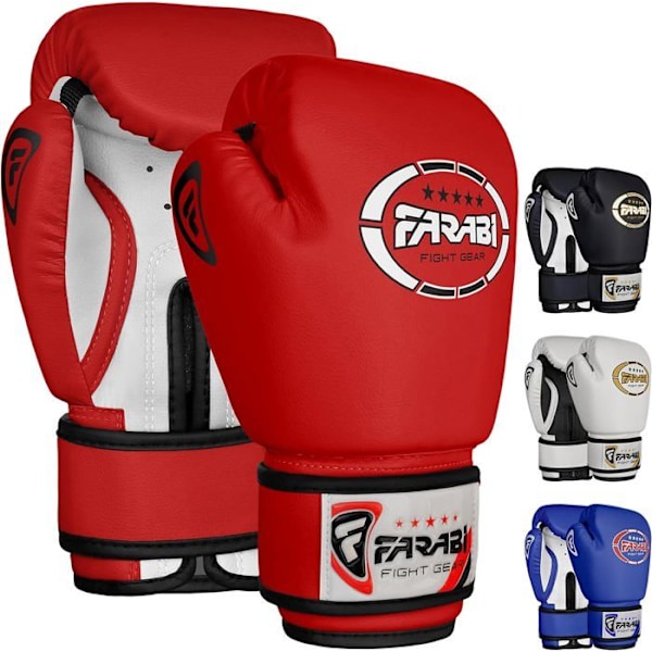 Farabi Sports Boxningshandskar Barn Muay Thai Kickboxing Röd Röd 6 oz