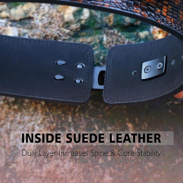 Muskelbälte med spak - Mytra Fusion - Läder i krokodilfinish - Fitness - Styrketräning - Gym - 10 mm - Svart - L MÖRKBROWN / SVART