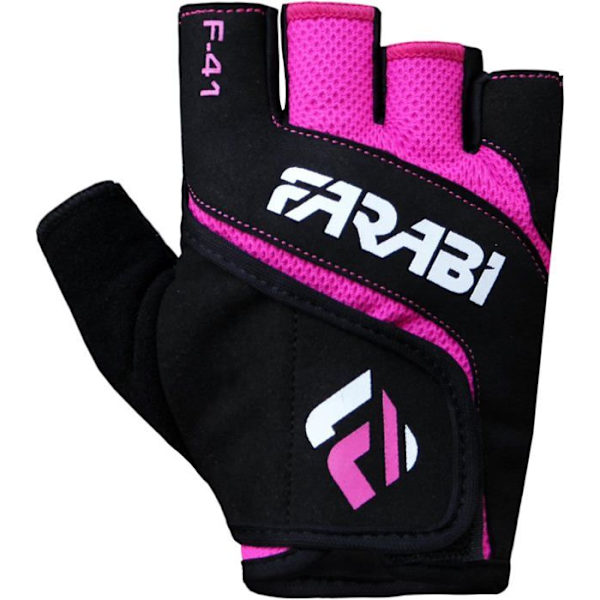 Träningshandskar - Farabi Sport - Rosa - Prime Läder - Andningsbara - C-Gel Dämpning Svart/rosa XL