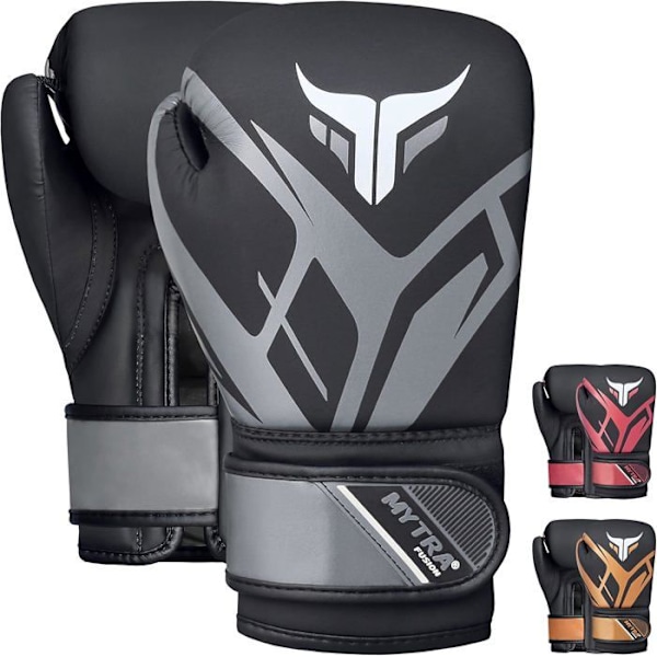 Junior Boxningshandskar - Mytra Fusion - Ventilerad handflata - Syntetiskt läder - EVA-LUTION skydd GRÅ 4 oz