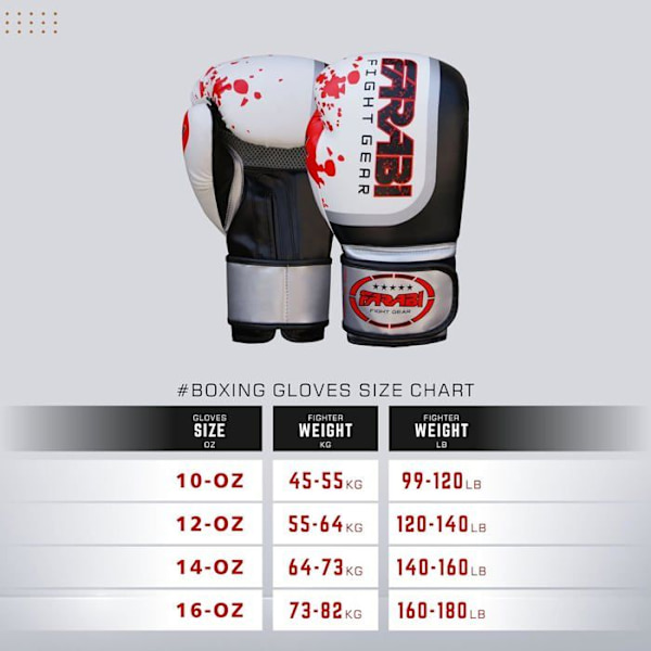 Boxningshandskar - Farabi Sports - Gel Pro - 14 OZ - Syntetiskt läder - Vit/Röd vit röd 14 OZ