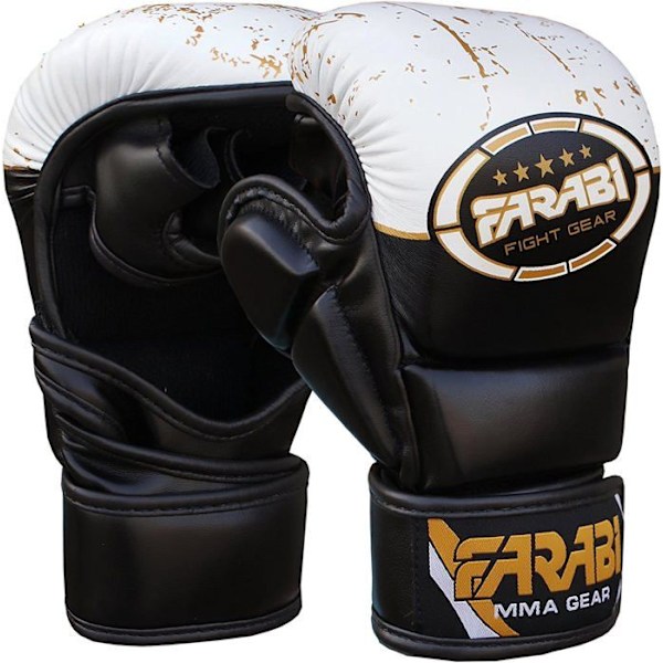 Farabi Sports MMA Handskar, Semi Pro Sparring, Muay Thai, Boxningshandskar Grappling Gloves - Svart S/M Svart vit S / M