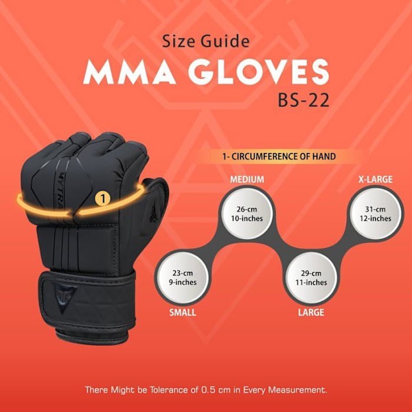 MMA-handskar - Mytra Fusion - BS-22 - Grappling - Svart - Syntetläder SVART M