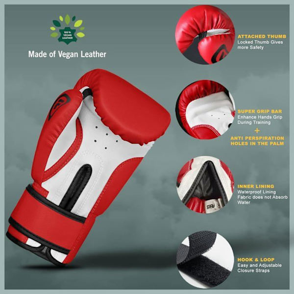 Boxningshandske - Farabi Sports - Barn - Röd - 8 OZ - Syntetläder Röd 8 OZ