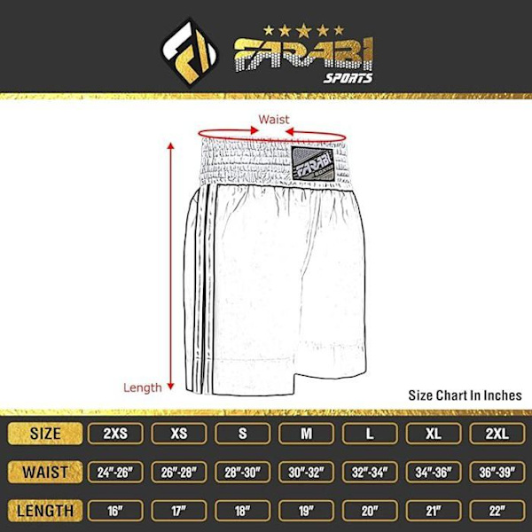 Boxningsshorts - Farabi Sports - Svart - Andningsbar - Ultralätt - Elastisk midja Svart XS