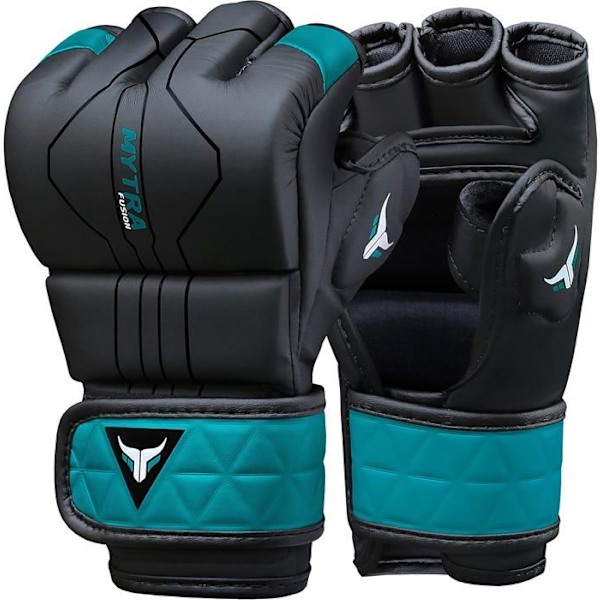 MMA-handskar - Mytra Fusion - BS-22 - Grappling - Svart/Turkos - Syntetiskt läder TURKOS jag