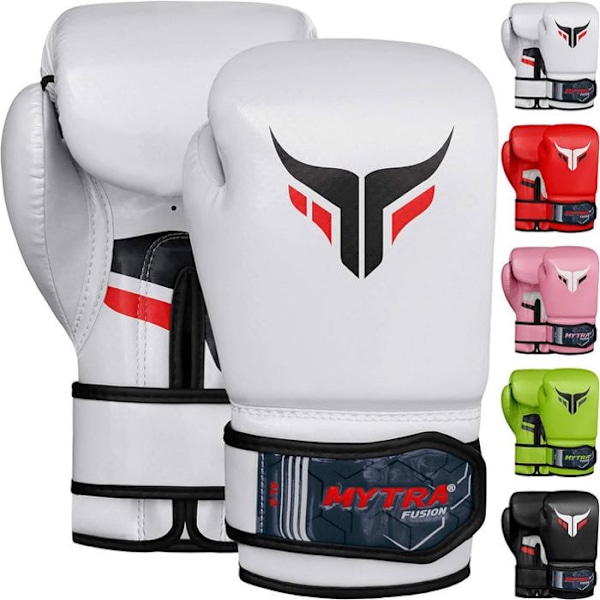 Mytra Fusion - AL2 barnboxningshandskar - Barnhandskar för sparring, Muay thai, MMA, kickboxning, Kampsport, barn junior - Vit Vit 8 OZ