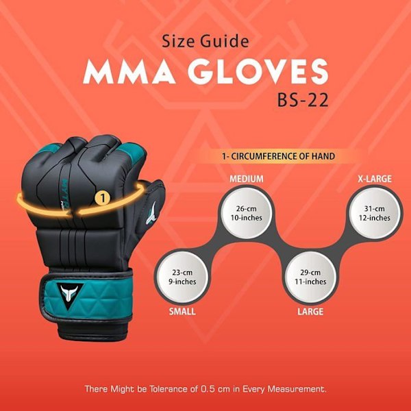 MMA-handskar - Mytra Fusion - BS-22 - Grappling - Svart/Turkos - Syntetiskt läder TURKOS jag
