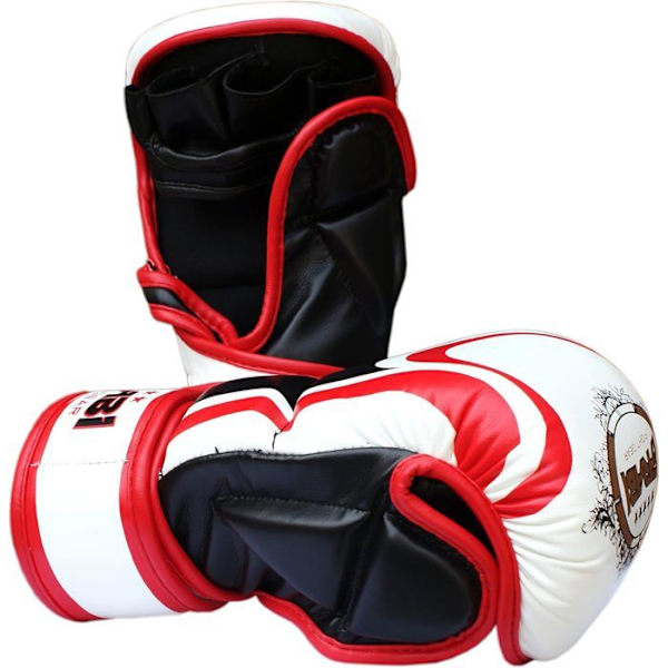 MMA-handskar - Farabi Sports - Semi pro - Röd - Bekväm - Hållbar röd vit S / M