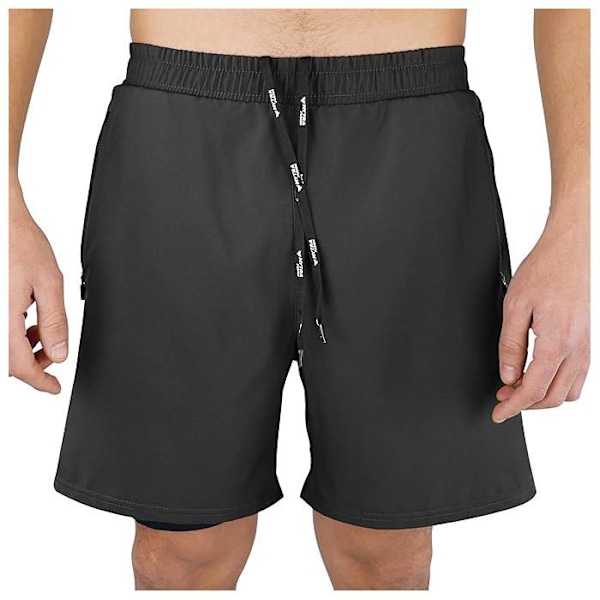Träningsshorts 2 i 1 - Mytra Fusion - Svart - Lätt - Andningsbart - Snabbtorkande Svart XL