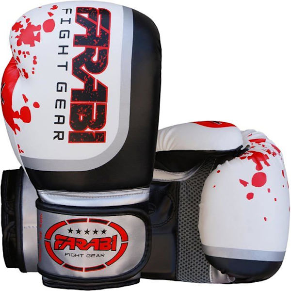 Boxningshandskar - Farabi Sports - Gel Pro - 14 OZ - Syntetiskt läder - Vit/Röd vit röd 14 OZ
