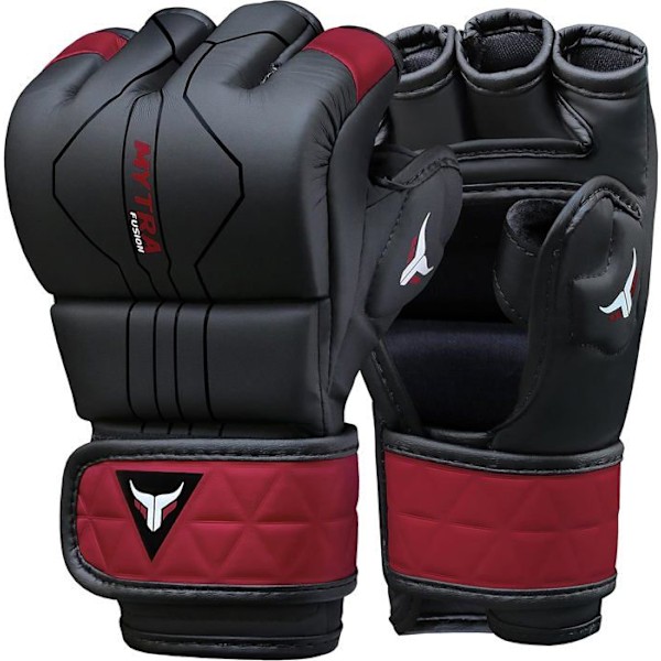 MMA-handskar - Mytra Fusion - BS-22 - Brottning - Svart/Bordeaux - Syntetläder KASTANJ jag