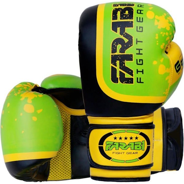 Boxningshandskar - gröna - Farabi Gel Pro - Kickboxning, Muay Thai, Sparringhandskar - Grön 12 OZ