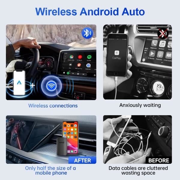 AA trådlös A2A - Officiell Äkta - CarlinKit Android Auto trådlös adapter Smart Ai Box Plug and Pla