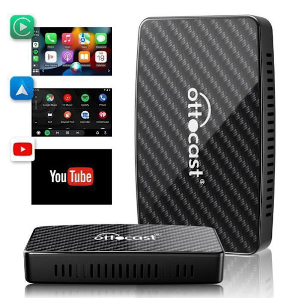 Bilstereoadapter - OTTOCAST - Play2Video Pro - Trådlös CarPlay - Trådlös Android Auto - Android 12