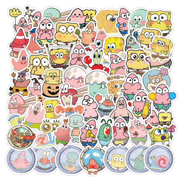 60 Cartoon SpongeBob SquarePants Pai Star Anime Stickers Waterpro