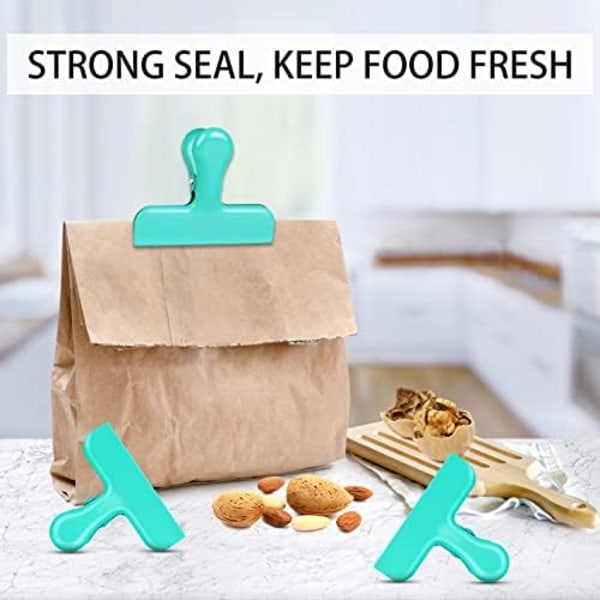 Pakke med 8 Poseclips i Rustfrit Stål, Heavy Duty, Chip Clips, Madposeklemmer, Perfekt til Køkken og Kontor til at Forsegle Kaffeposer