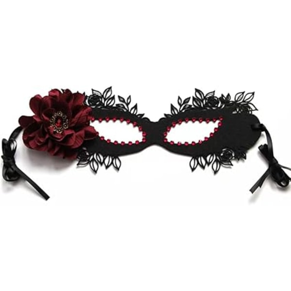 (Svart) Spetsmask Maskeradmask Festmask Halloweenmask