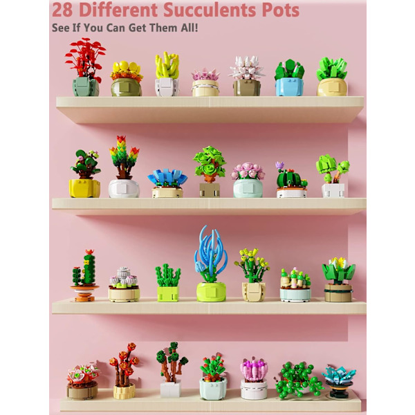 Tilfældig 2 Sukkulenter Blind Box Serie, Kunstig Botanisk Samling, Plante Dekor Byggesæt til A