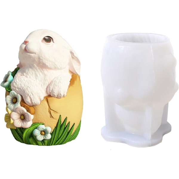 1 st Påskljusformar för DIY-hantverk, Påskljusform Vit Silikonform Påsktema Ljusformar 3D Söta Kanindesigner Hembakat Påsk R