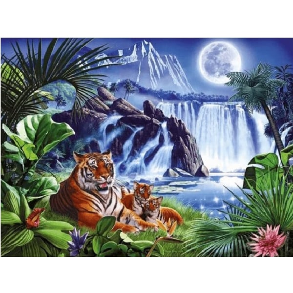 30 x 40 cm, Tigre au clair de lune Diamond Painting Broderie Di