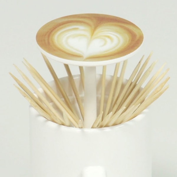 Tandpepparkopphållare i kaffekoppform, automatisk utdragbar tandpeppardispenser för trätandpeppor