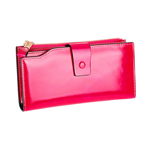 (Roserød) Lommebok for kvinner RFID-blokkerende PU-skinnkapasitet (20 kortspor) Innvendig lomme