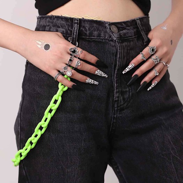 Hip Hop Jeans Bukser Kæde Punk Goth til Mænd Akryl Link Pung Kæde til Kvinder Hipster Chunky Tyk Pung Lomme Nøglekæde