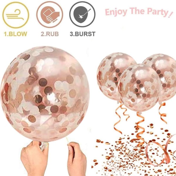 Glitterballonger og rosegull lateksballonger til bursdager,