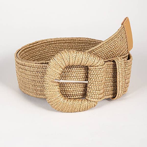 Stråvævet elastisk bælte til kvinder, strækbare bælter til kjole, mode Boho taljebælte, rattan raffia damebælter
