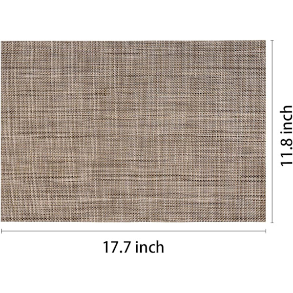 Linen-tyyppiset ruskeat pöytäliinat ruokapöytään, 6 kpl setti, kudottu vinyylimuovista, liukumattomat, lämmönkestävät, tahrankestävät