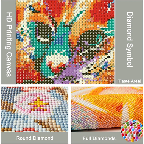 4 st DIY 5D Diamantmålning med rosor, Punktmålning