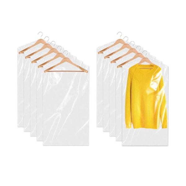 10 Pakke Plast Tøjbetræk 60x90 cm Hængende Beklædningsposer Clea