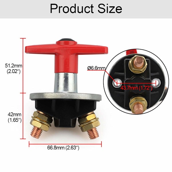 Batteri Isoleringsbryter Kretsbryter, 12V-60V 300A Universal Bil Fast Nøkkel Batteri Frakobling