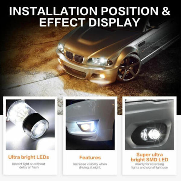 2x H8+H11 LED-sumuvalopolttimo Auto Päiväajovalot Valkoinen Valo