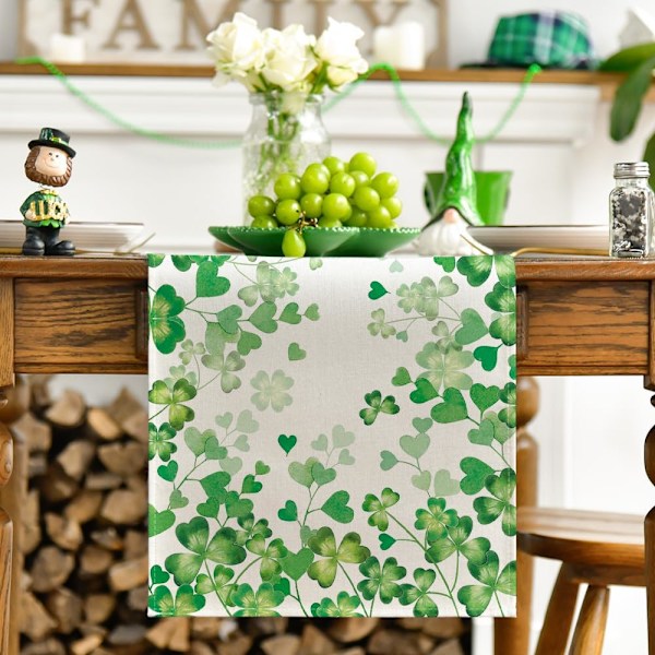 1 st Artoid Mode Shamrock Kärlekshjärta St. Patrick's Day Bordslöpare, Säsongsbetonad Vår Kök Matbord Dekoration fo