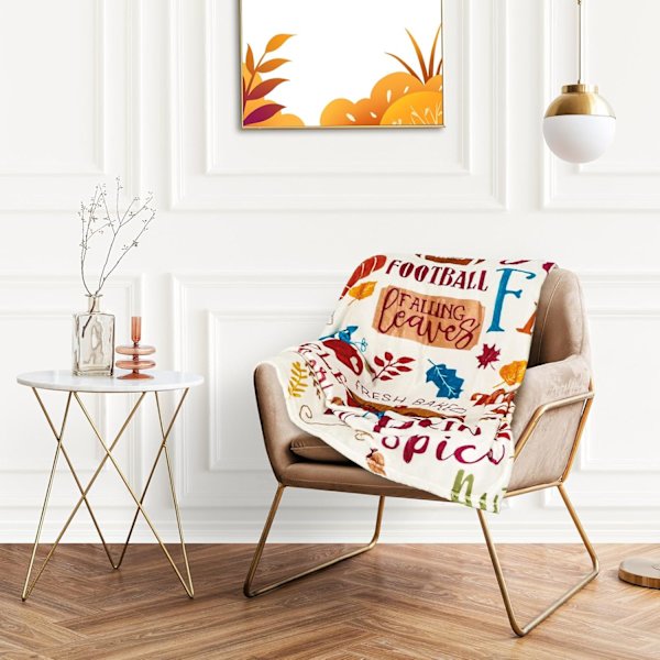 Efterårs Fuzzy Flannel Tæppe 60 x 50 Tommer Retro Græskar Fodbold Kast Tæppe Retro Høst Tæppe til Thanksgiving Hjem