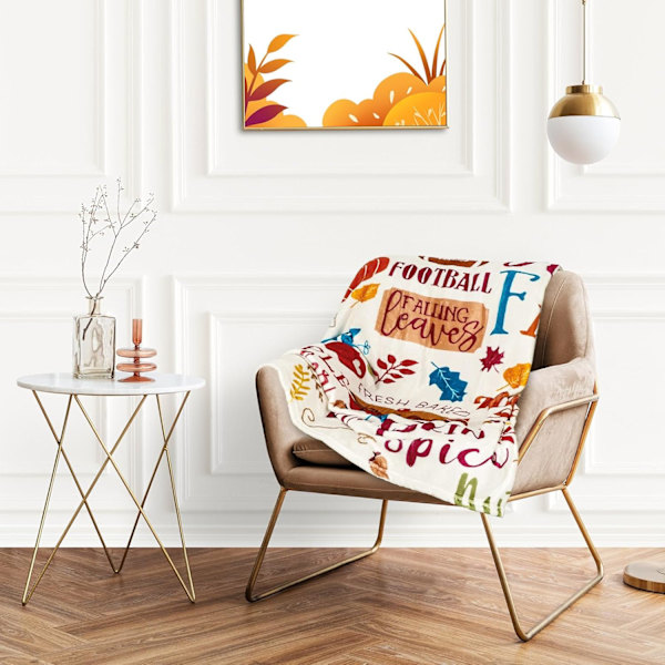Høst Fuzzy Flanell Teppe 60 x 50 Tommer Retro Gresskar Fotball Kast Teppe Retro Høst Teppe for Thanksgiving Hjem