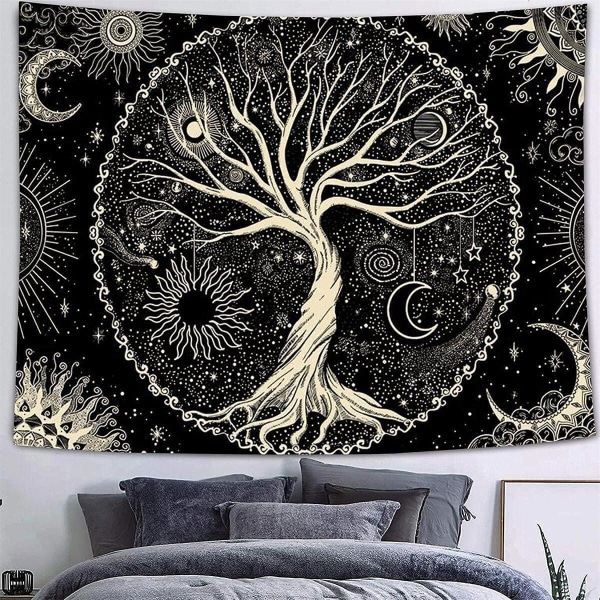 (150 x 130 cm) Tree of Life Tapestry Livets träd Tapestry Svart W