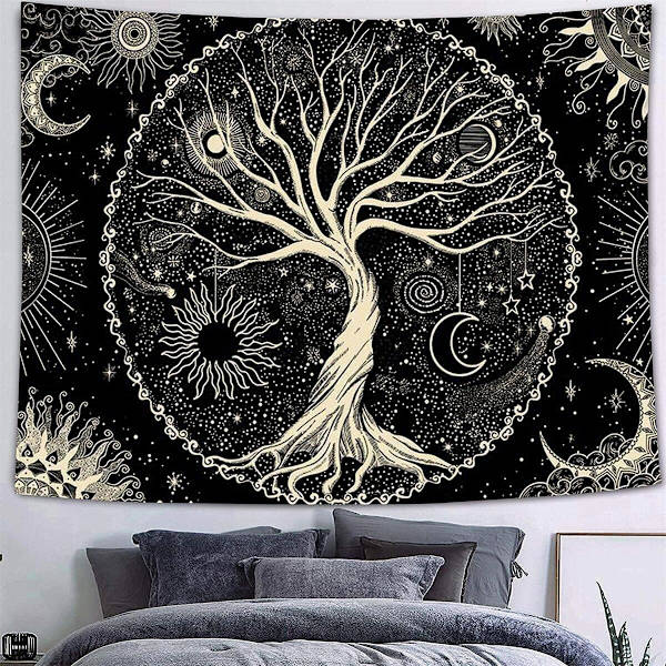 (150 x 130cm) Elämänpuun seinävaate Elämänpuun seinävaate Musta W