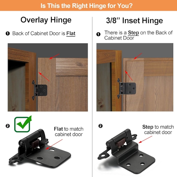 4 Pak (2 Par) Matte Sorte Selvlukkende Skabslåger til Flush Mount Køkkenskabsdør, 1/2\" Overlay (Variabel) Fa