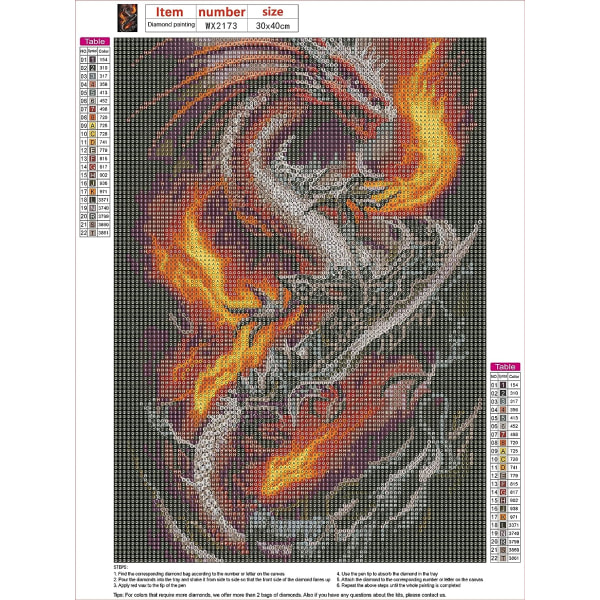 5D Diamantmaleri 30x40cm Dragon Legend 28