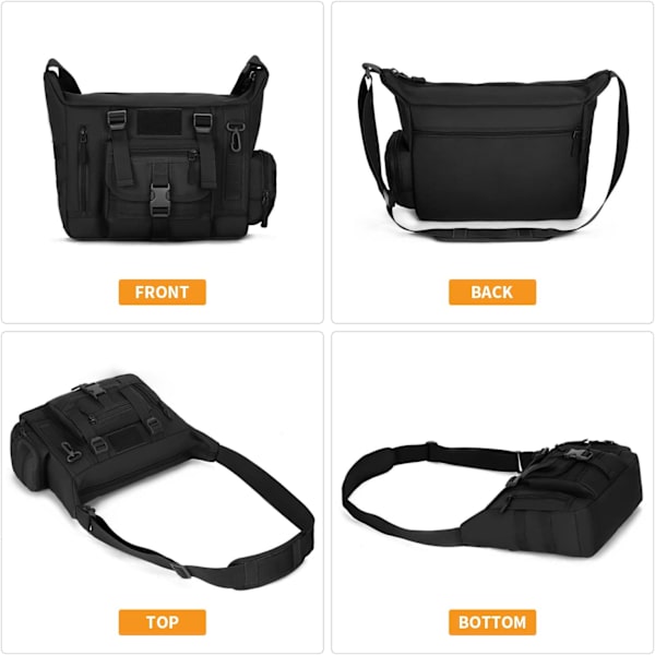 Taktisen olkalaukku - Musta sotilas crossbody-laukku B