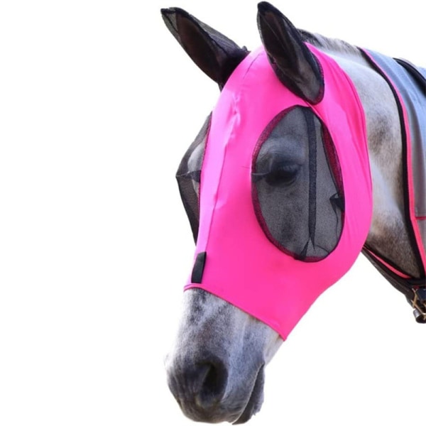 Horse Fly Mask (rosa) - Mesh øyne og ører, pustende stoff