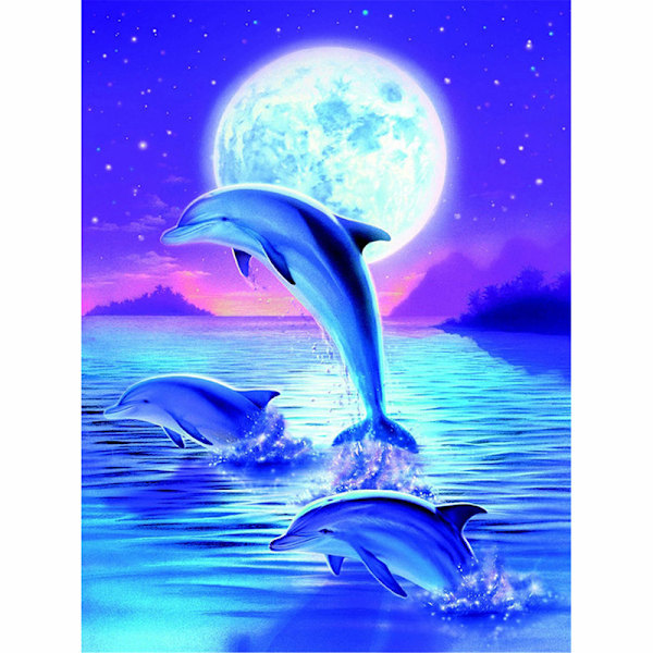 30x40cm Kit#B 5D DIY Timanttimaalaus, Delfiinit