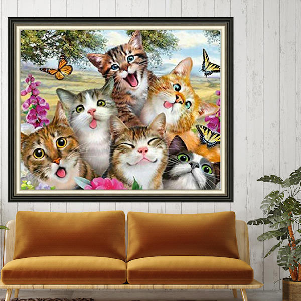 30x40cm Kit#B 5D DIY Timanttimaalaus, Kissat Timanttimaalaus, P