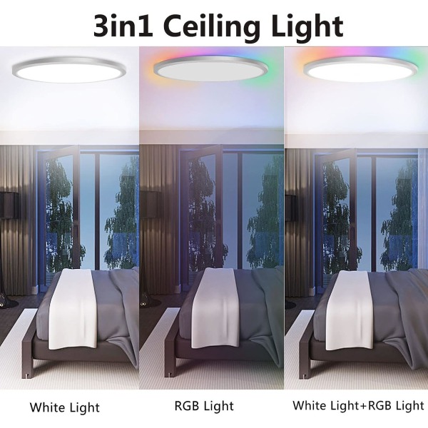 24 W himmennettävä LED-kattovalo kaukosäätimellä, 7 värin vaihto