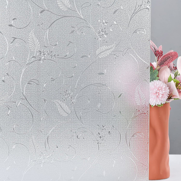 (40x200cm) Anti-Peek Fönsterfilm Blommig Graverad Fönsterfilm Frostad Film för Sekretess Glas Repositio