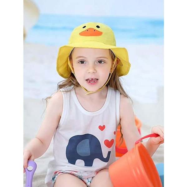 Baby solhatt småbarn sommarhatt UPF 50+ hinkhatt pojke anti-ultraviolett solhatt Duck Brim Hat