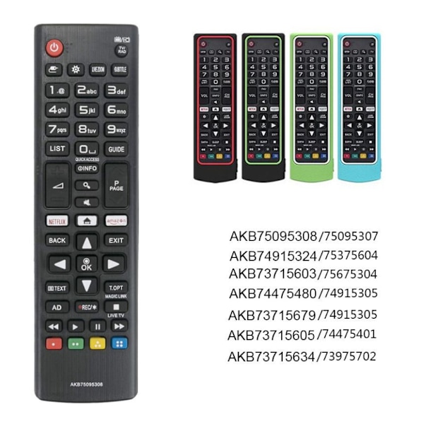 Beskyttende LG fjernkontrolldeksel kompatibel med LG fjernkontroll AKB75095307/AKB75375604/AKB75675304, Black Green